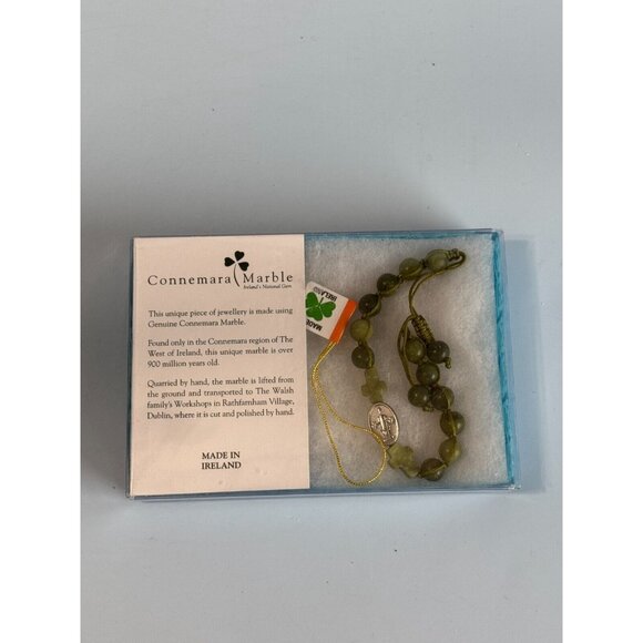 Genuine Connemara Marble Green Prayer Beads Handmade In Ireland With Cross Desig - Picture 3 of 8